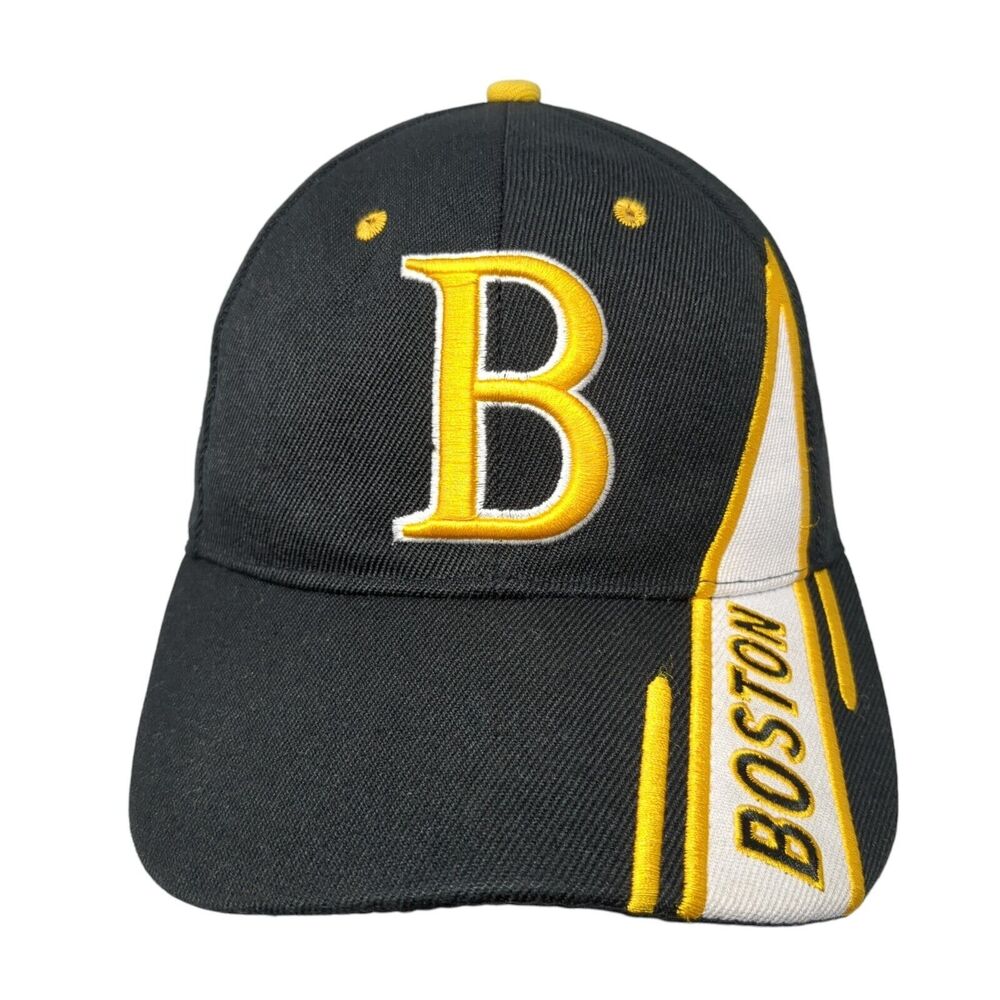 Boston Strapback Hat Black One Size Embroidered Bay State Apparel